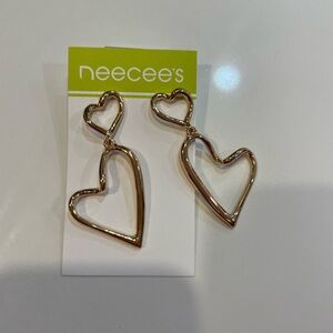 Gold Heart Drop Earrings